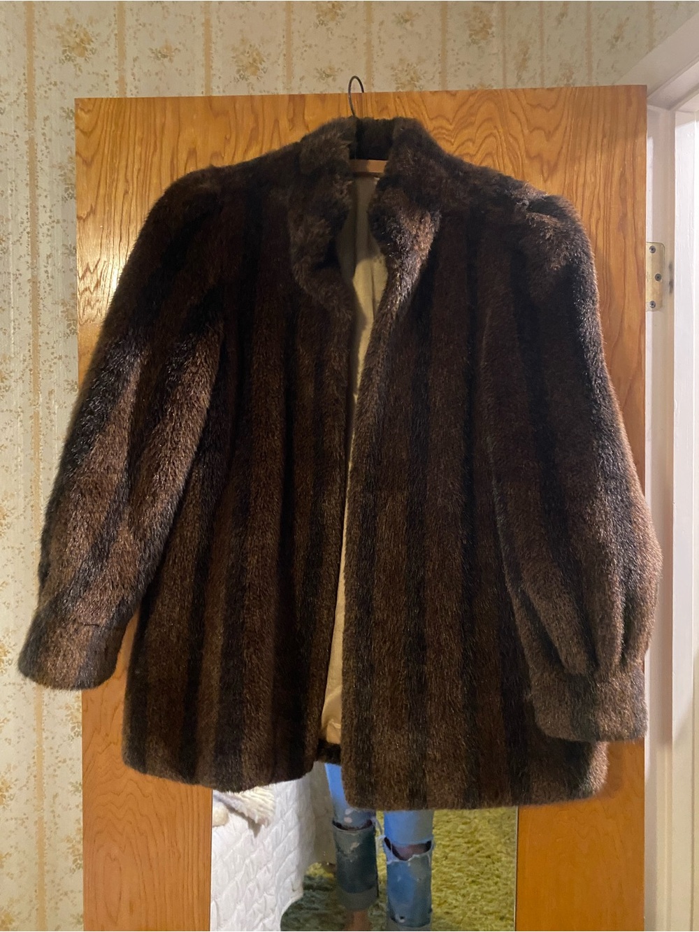 American Vintage Dark Brown Faux Fur Coat for Women